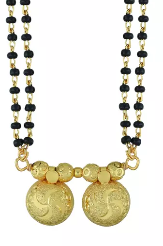 traditional double wati mangalsutra in micron gold finish