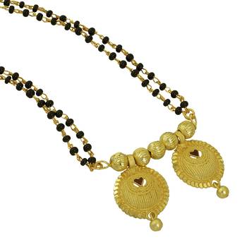 brass micron gold double wati mangalsutra with meenakari detailing 2