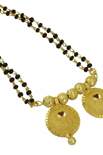 brass micron gold double wati mangalsutra with meenakari detailing