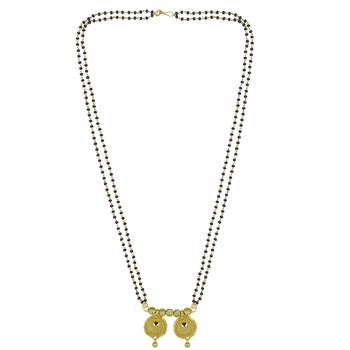 brass micron gold double wati mangalsutra with meenakari detailing 3