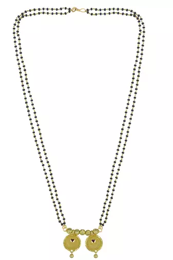 brass micron gold double wati mangalsutra with meenakari detailing