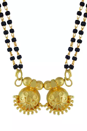 traditional gold plated double wati mangalsutra with meenakari work