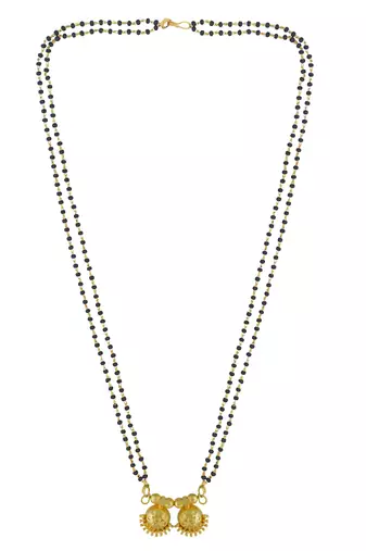 traditional gold plated double wati mangalsutra with meenakari work