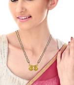 traditional gold plated double wati mangalsutra with meenakari work