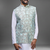 pista green embroidered silk nehru jacket kurta set