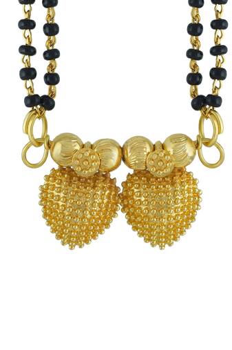 traditional gold plated heart design mangalsutra
