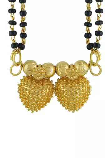 traditional gold plated heart design mangalsutra