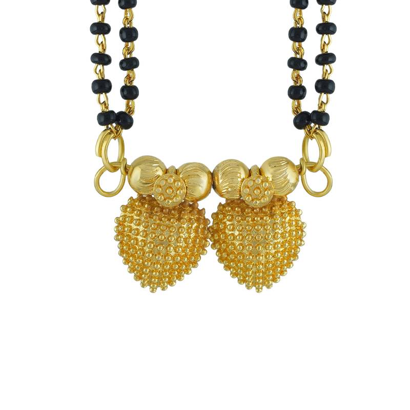 traditional gold plated heart design mangalsutra