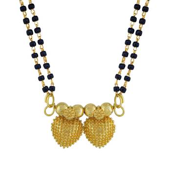 traditional gold plated heart design mangalsutra 2