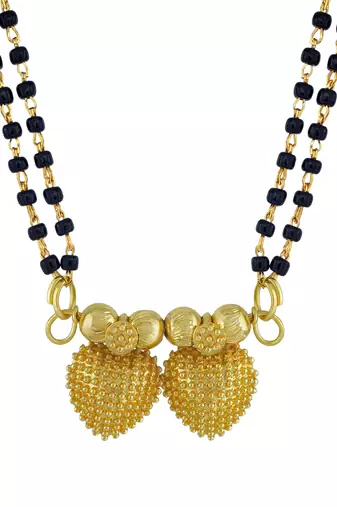 traditional gold plated heart design mangalsutra