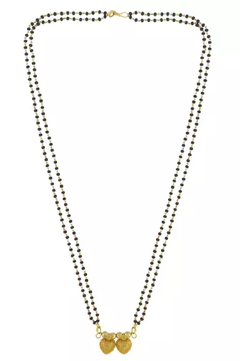 traditional gold plated heart design mangalsutra