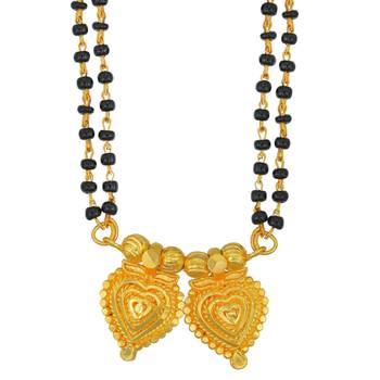 traditional heart shape gold plated mangalsutra 1