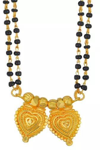 traditional heart shape gold plated mangalsutra