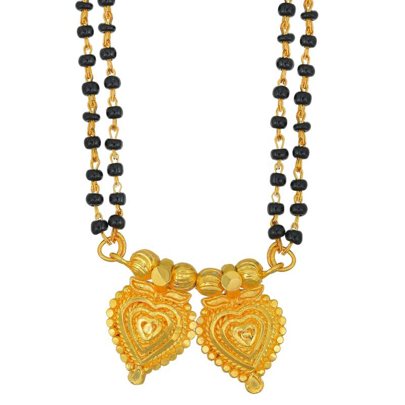 traditional heart shape gold plated mangalsutra