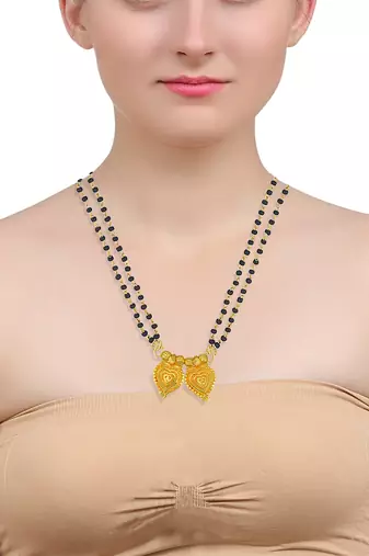 traditional heart shape gold plated mangalsutra