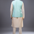 sea green embroidered silk nehru jacket kurta set