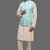 sea green embroidered silk nehru jacket kurta set