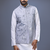 grey embroidered mirror work silk nehru jacket kurta set