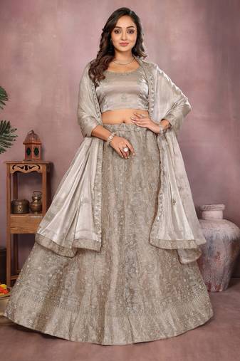 Embroidered Lehenga Choli with Matching Dupatta Heavy Zari Work Festive & Wedding Wear