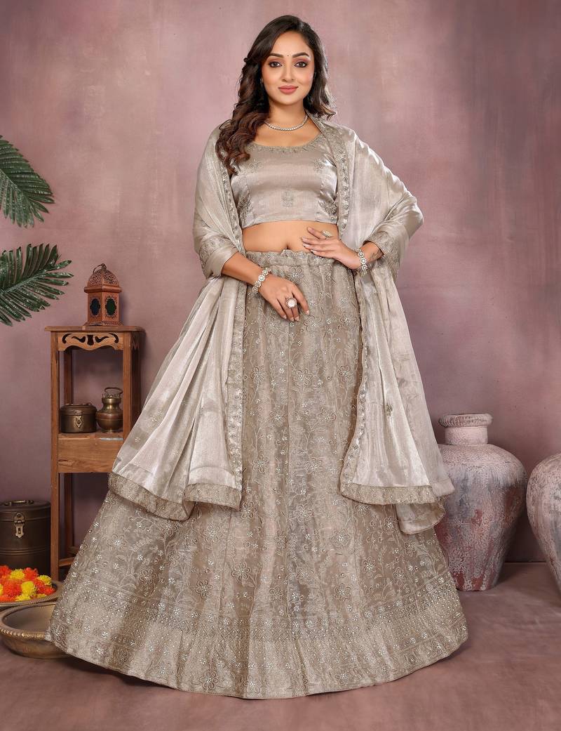 Embroidered Lehenga Choli with Matching Dupatta Heavy Zari Work Festive & Wedding Wear