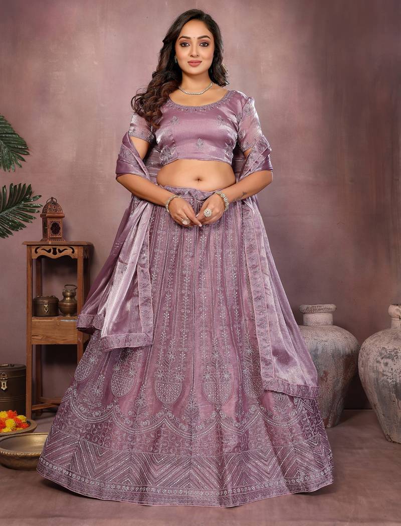 Embroidered Lehenga Choli with Matching Dupatta Heavy Zari Work Festive & Wedding Wear