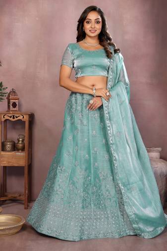 Embroidered Lehenga Choli with Matching Dupatta Heavy Zari Work Festive & Wedding Wear
