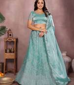 Embroidered Lehenga Choli with Matching Dupatta Heavy Zari Work Festive & Wedding Wear