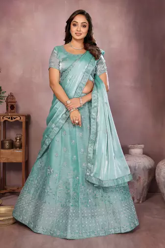 Embroidered Lehenga Choli with Matching Dupatta Heavy Zari Work Festive & Wedding Wear
