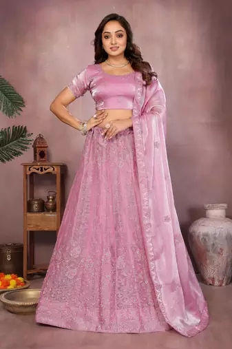 Embroidered Lehenga Choli with Matching Dupatta Heavy Zari Work Festive & Wedding Wear