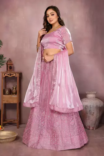 Embroidered Lehenga Choli with Matching Dupatta Heavy Zari Work Festive & Wedding Wear