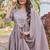 Grey embroidered kurta pant set with silk dupatta party wear