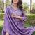 Purple embroidered kurta pant set with silk dupatta party wear