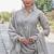 Grey embroidered kurta pant set with silk dupatta party wear