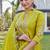 Olive embroidered kurta pant set with silk dupatta party wear