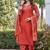 Rust embroidered kurta pant set with silk dupatta party wear