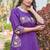 Purple embroidered kurta plazzo set with silk dupatta party wear
