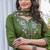Green embroidered kurta plazzo set with silk dupatta party wear