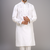 white silk embroidered mirror work kurta pant set for men