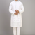 white embroidered mirror work silk kurta pant set for men