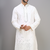 white embroidered mirror work silk kurta pant set for men