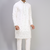 white embroidered mirror work silk kurta pant set for men