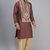 brown ethnic embroidered silk kurta pant set for men