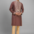 brown ethnic embroidered silk kurta pant set for men