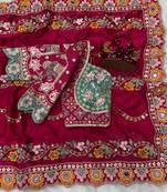 Designer soft rangoli silk embroidered work saree with stitched blouse