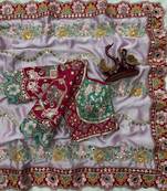 Designer soft rangoli silk embroidered work saree with stitched blouse