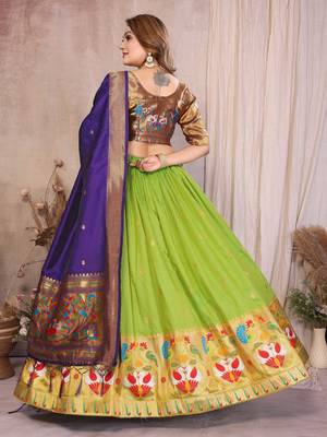 Silk Lehenga Choli with Paithani Border & Teal Blue Dupatta Traditional Festive & Wedding Wear Lehenga Set for Women 3