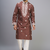 brown embroidered silk kurta pant set for men