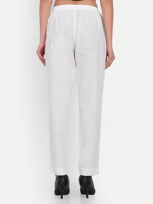 white high waist cotton trousers for women with side pocket 2