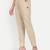 beige high waist cotton trousers for women with side pocket