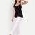 white high waist cotton trousers for women with side pocket